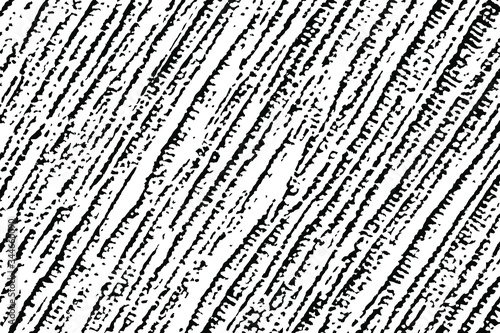 The grunge texture of a rough, carelessly and unevenly filled surface with diagonal stripes. Abstract monochrome background. Vector illustration. Overlay template.