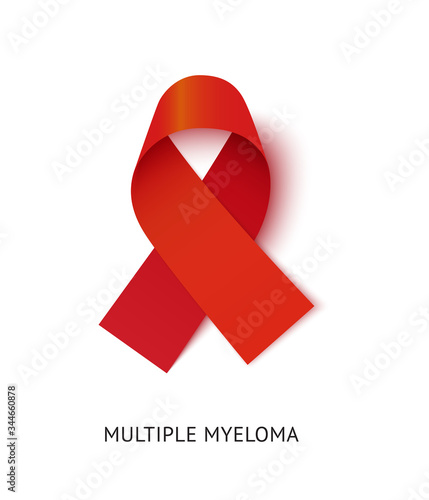 Multiple myeloma awareness ribbon vector realistic illustration