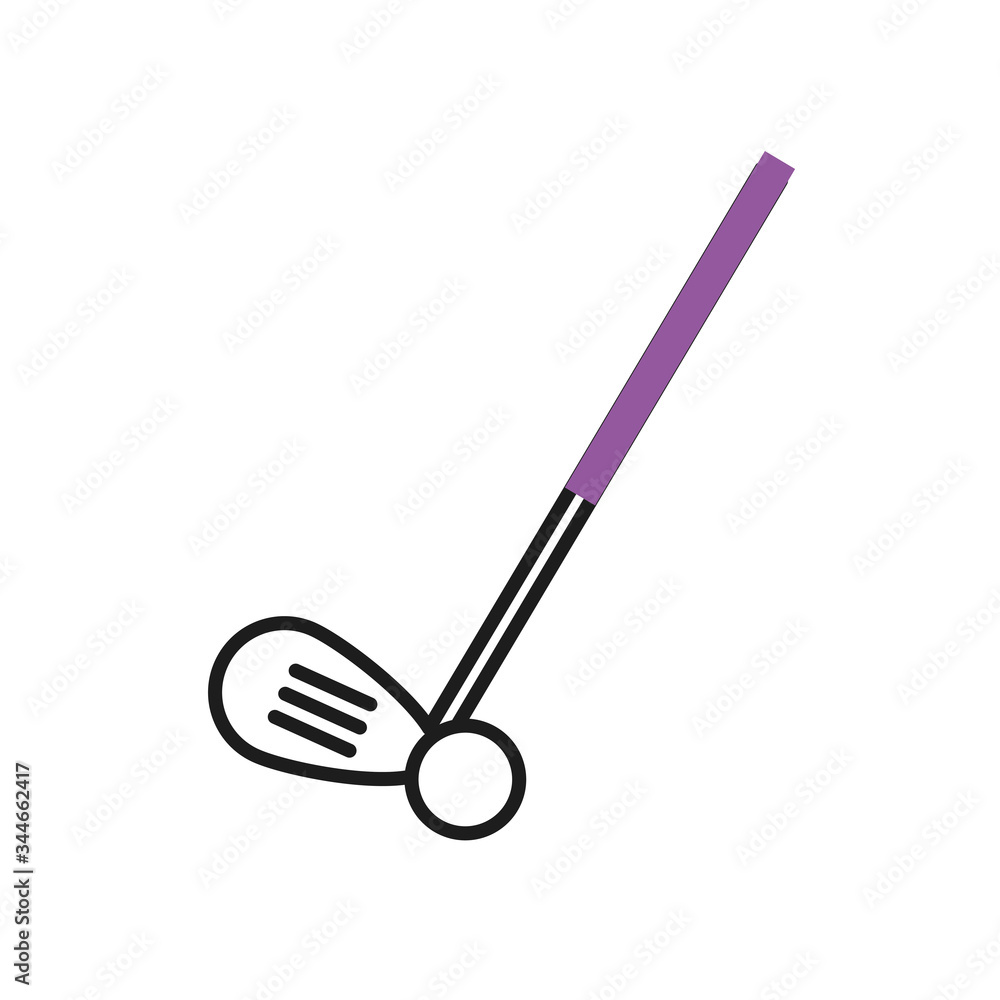 golf stick and ball, half line half color style golf stick and ball, half line half color style