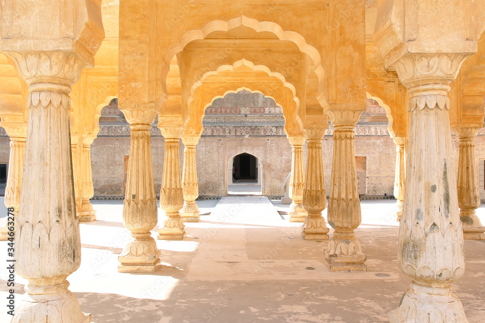 Architecture inside Amber fort in Rajasthan, India Stock Photo | Adobe ...