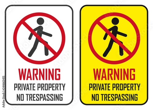 warning private property no trespassing sign