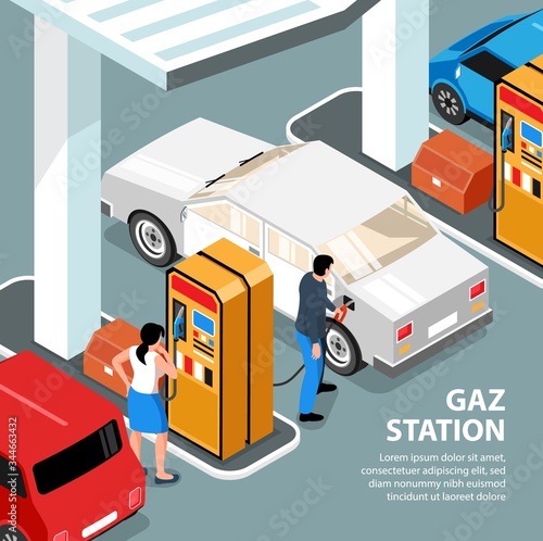 Gas Station Isometric Illustration