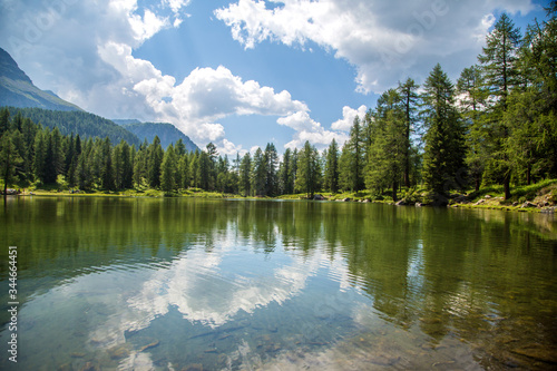 Fototapeta Naklejka Na Ścianę i Meble -  San Pellegrino lake in San Pellegrino pass: a high mountain pass in the Italian Dolomites