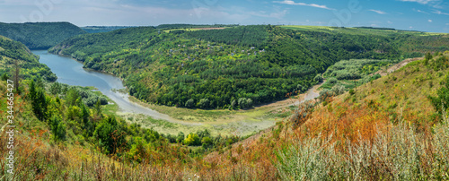 Beatuful nature landscape near Kitaygorod outcrop. Travelling across Ukraine. Podilski Tovtry.