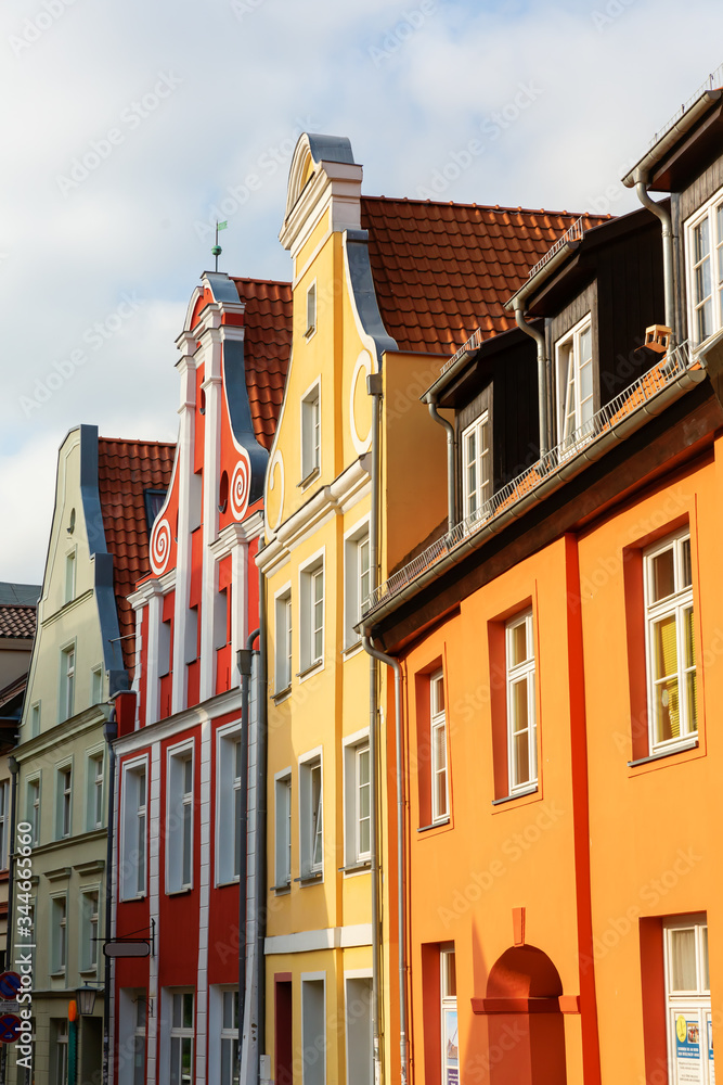 gables of historic row houses in Stralsund, Germany