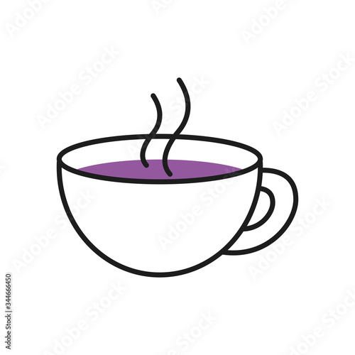 hot coffee mug icon, half line half color style
