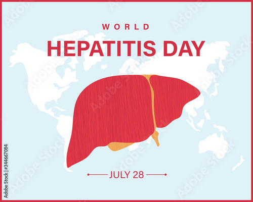 World Hepatitis Day banner with world map and Liver.