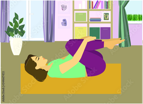 pretty pregnant woman practice yoga 