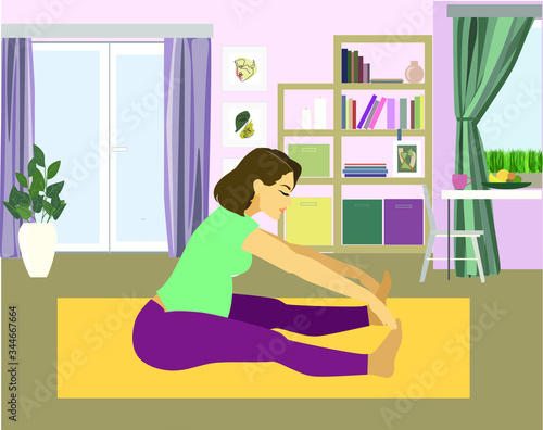 pretty pregnant woman practice yoga 