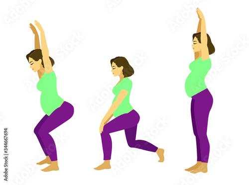 pretty pregnant woman practice yoga 