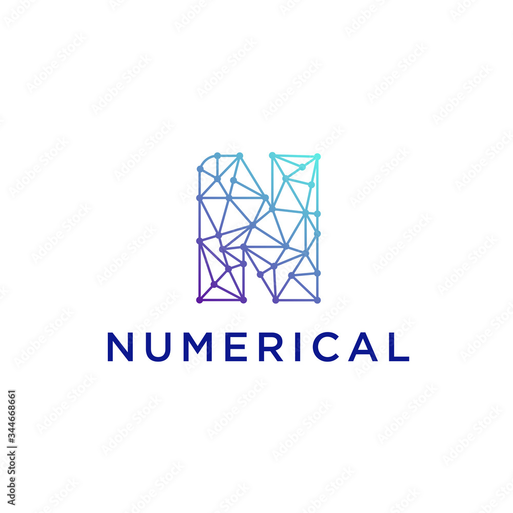 N Letter origami logo. N Icon Mosaic Pattern Design template Element. N Letter origami logo. N Icon Mosaic Pattern Design template Element.