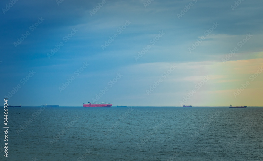 cargo ship in the sea near port gdansk
