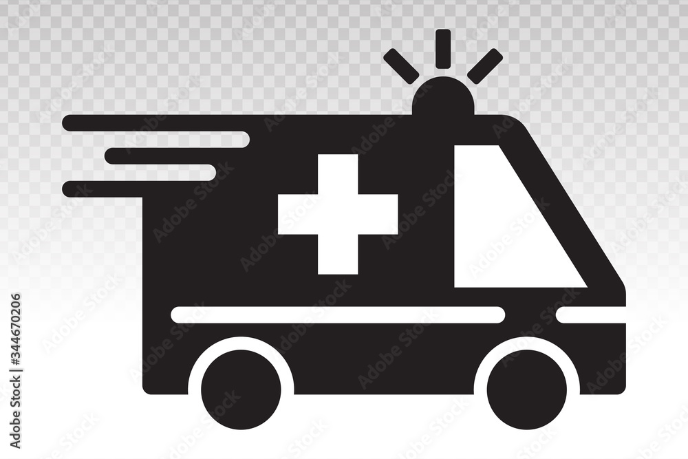 Emergency ambulance truck services flat icon on a transparent background Emergency ambulance truck services flat icon on a transparent background