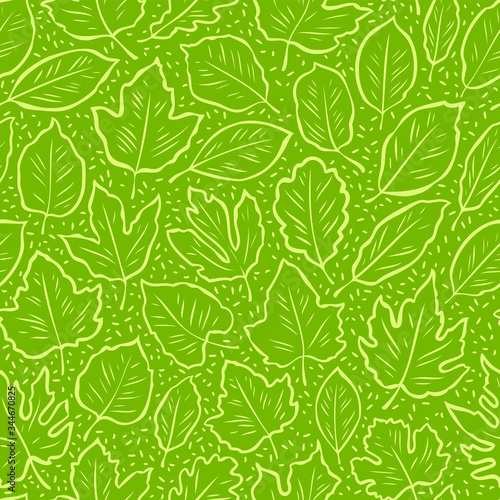 Abstract seamless pattern with leaves. Background vector illustration © ~ Bitter ~