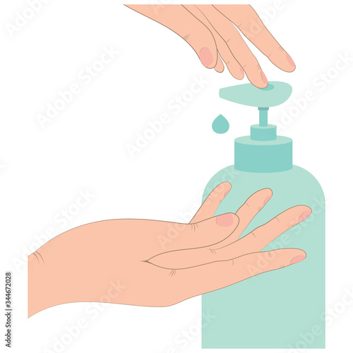 washing hands with liquid soap