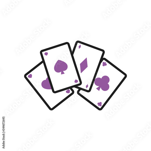 poker cards icon, half line half color style