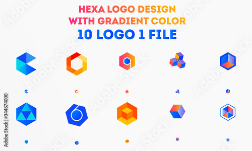 10 Hexa Gradient logo concept 1 File With Eye-Catching Color