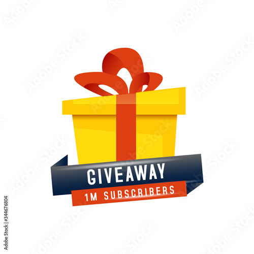 Giveaway 1m subscribers poster and banner template design for social media post or web banner