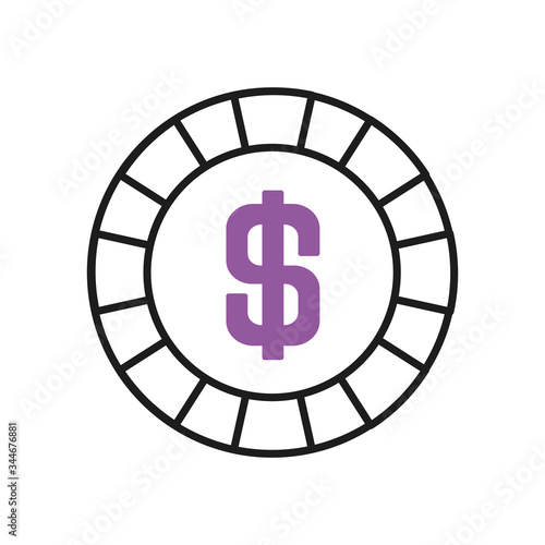 casino chip icon, half line half color style