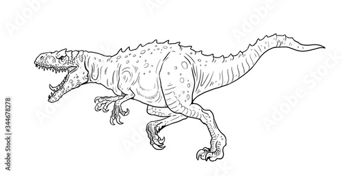 Carnivorous dinosaur - Allosaurus. Dino isolated drawing. 