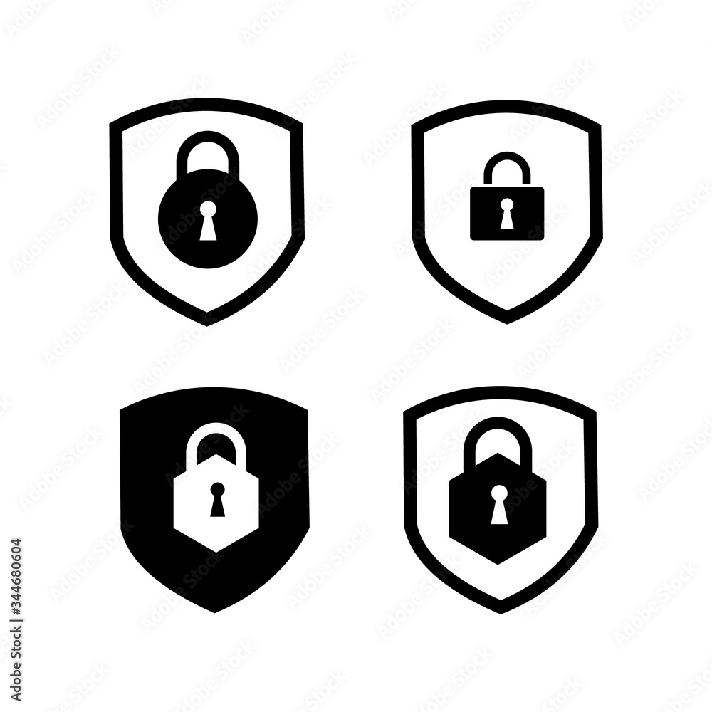Security shield ob pad lock, key shield Icon symbol Flat vector illustration for graphic and web design. Security shield ob pad lock, key shield Icon symbol Flat vector illustration for graphic and web design.
