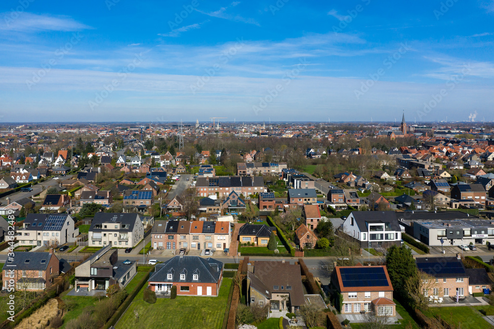 Aerial view of a residential area in Sint Niklaas, Belgium