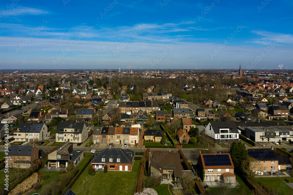Aerial view of a residential area in Sint Niklaas, Belgium