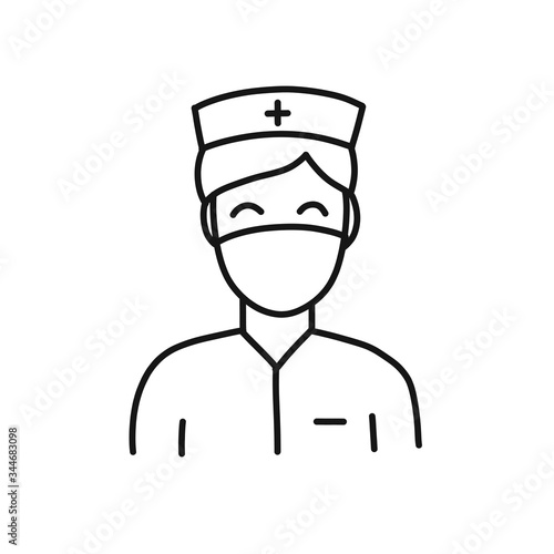 doctor, nurse avatar doodle icon, vector illustration
