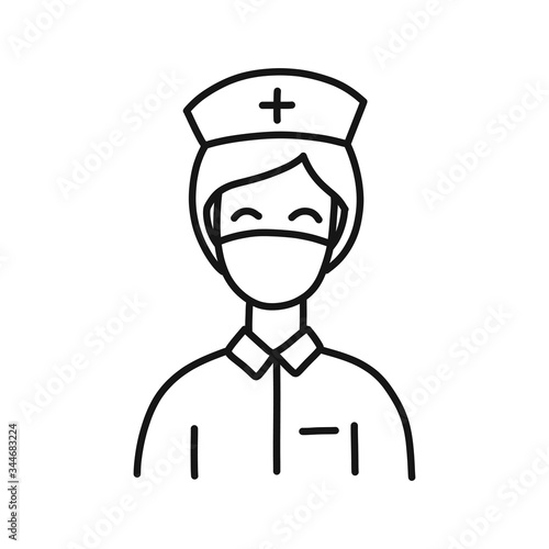 doctor, nurse avatar doodle icon, vector illustration