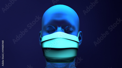 Face mask protection against pollution, virus, flu and coronavirus. Concept health and safety, N1H1 coronavirus quarantine, virus protection © Design Cells
