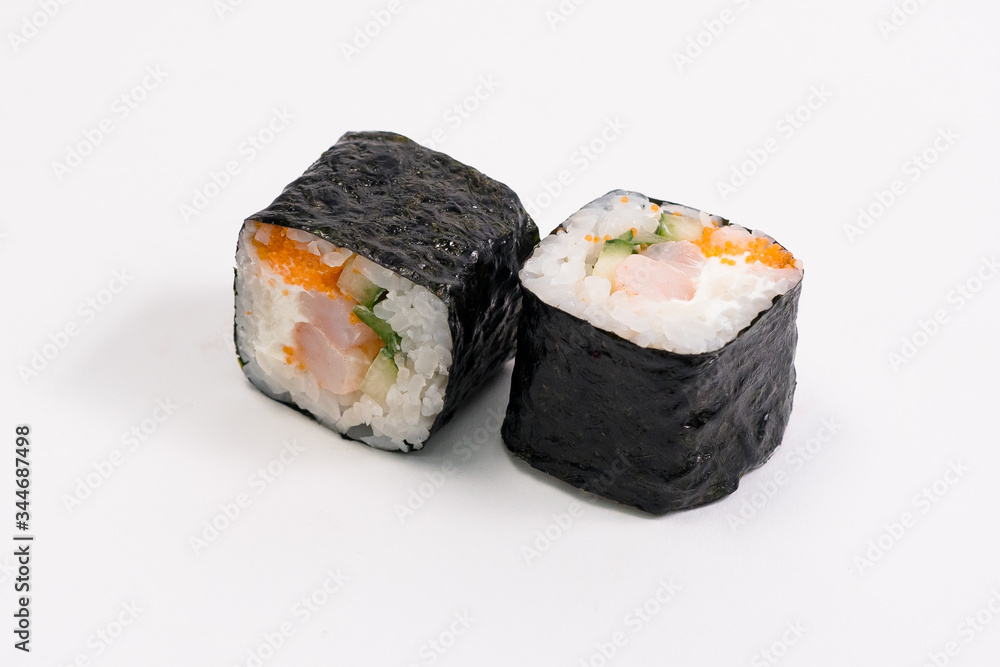 sushi rolls on a white background. Sushi Roll Sushi menu