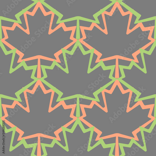Silhouette of the maple leaf. Seamless pattern hand drawn leaf.