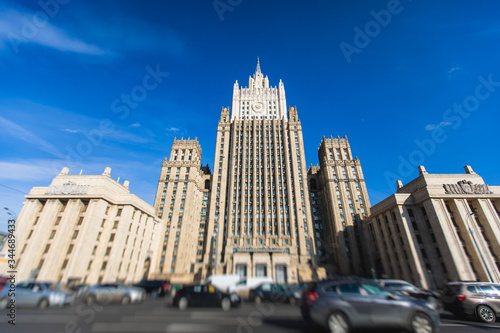 The building of the Ministry of Foreign Affairs main building on Smolenskaya Square, Moscow, Russia, Stalin Skyscraper photo