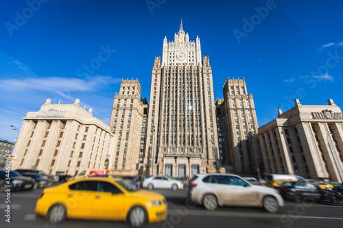 The building of the Ministry of Foreign Affairs main building on Smolenskaya Square, Moscow, Russia, Stalin Skyscraper photo