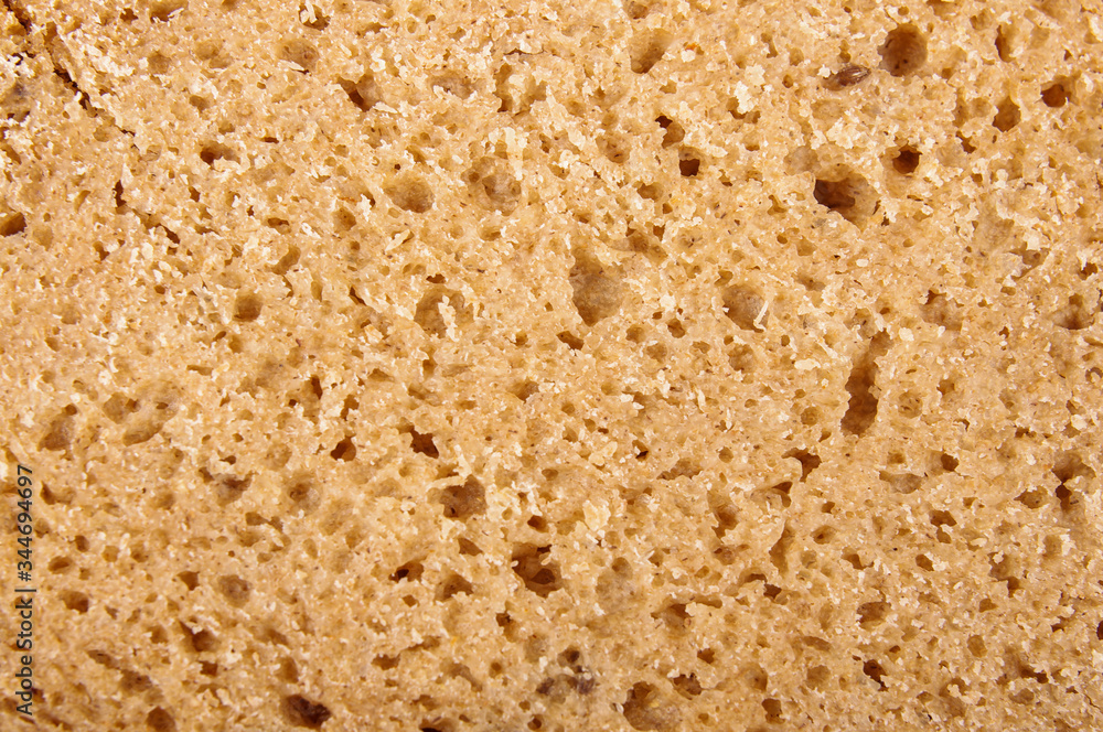 Macro close up of slice of dark bread