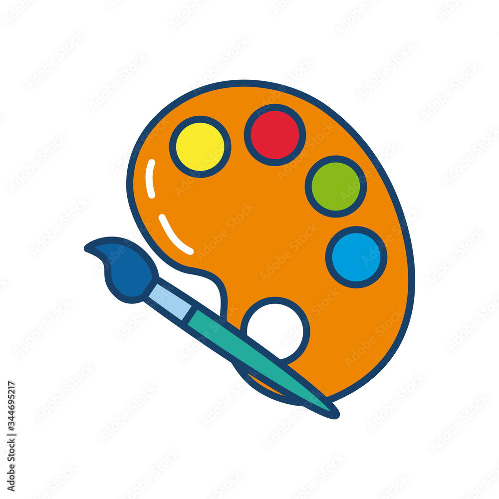 paint palette and brush icon, line and fill paint palette and brush icon, line and fill
