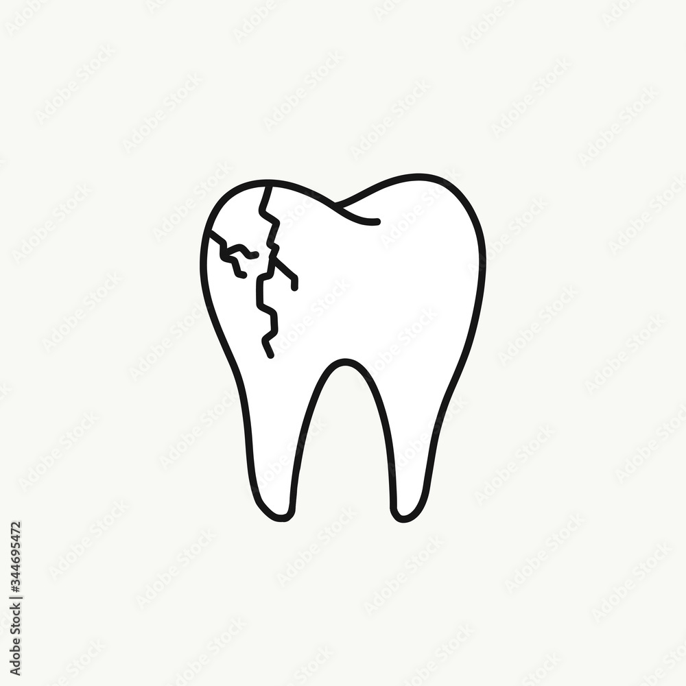 tooth crack doodle icon, vector illustration tooth crack doodle icon, vector illustration