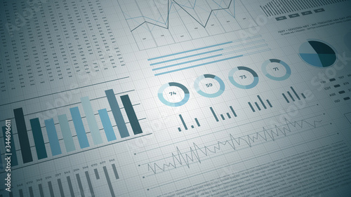 Statistics, financial market data, analysis and reports, numbers and graphs.