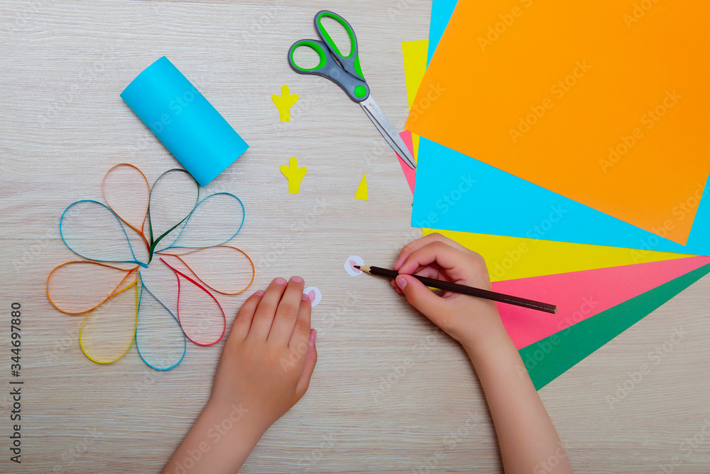 colored paper craft with step by step instructions Stock Photo Adobe