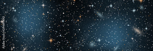 Night sky vector background with star cluster, nebula and galaxies