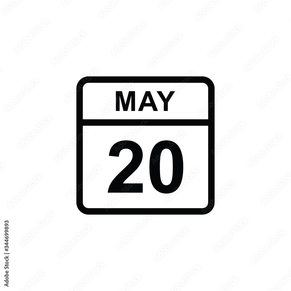 calendar - May 20 icon illustration isolated vector sign symbol calendar - May 20 icon illustration isolated vector sign symbol