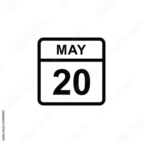 calendar - May 20 icon illustration isolated vector sign symbol