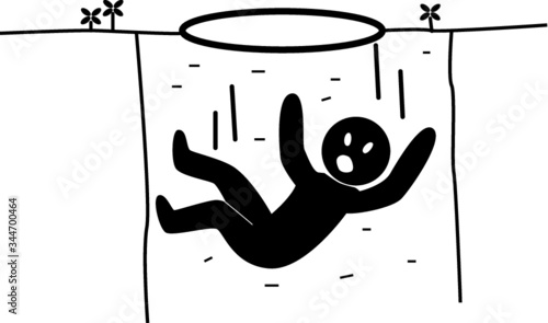 Pictogram man is falling in the hole