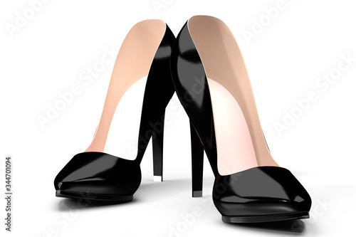 Black high heel shoes - 3D illustration