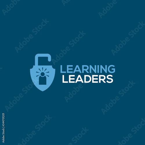 Learning institute logo design with using unlocked padlock