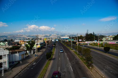 QUITO, ECUADOR- MAY 23, 2017: Main avenue, highway with cars on the road in the city of Quito