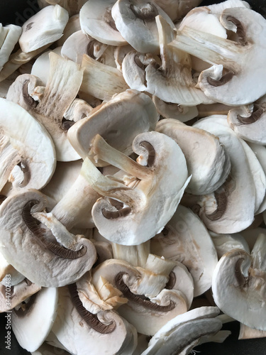 Close up of chopped champignons
