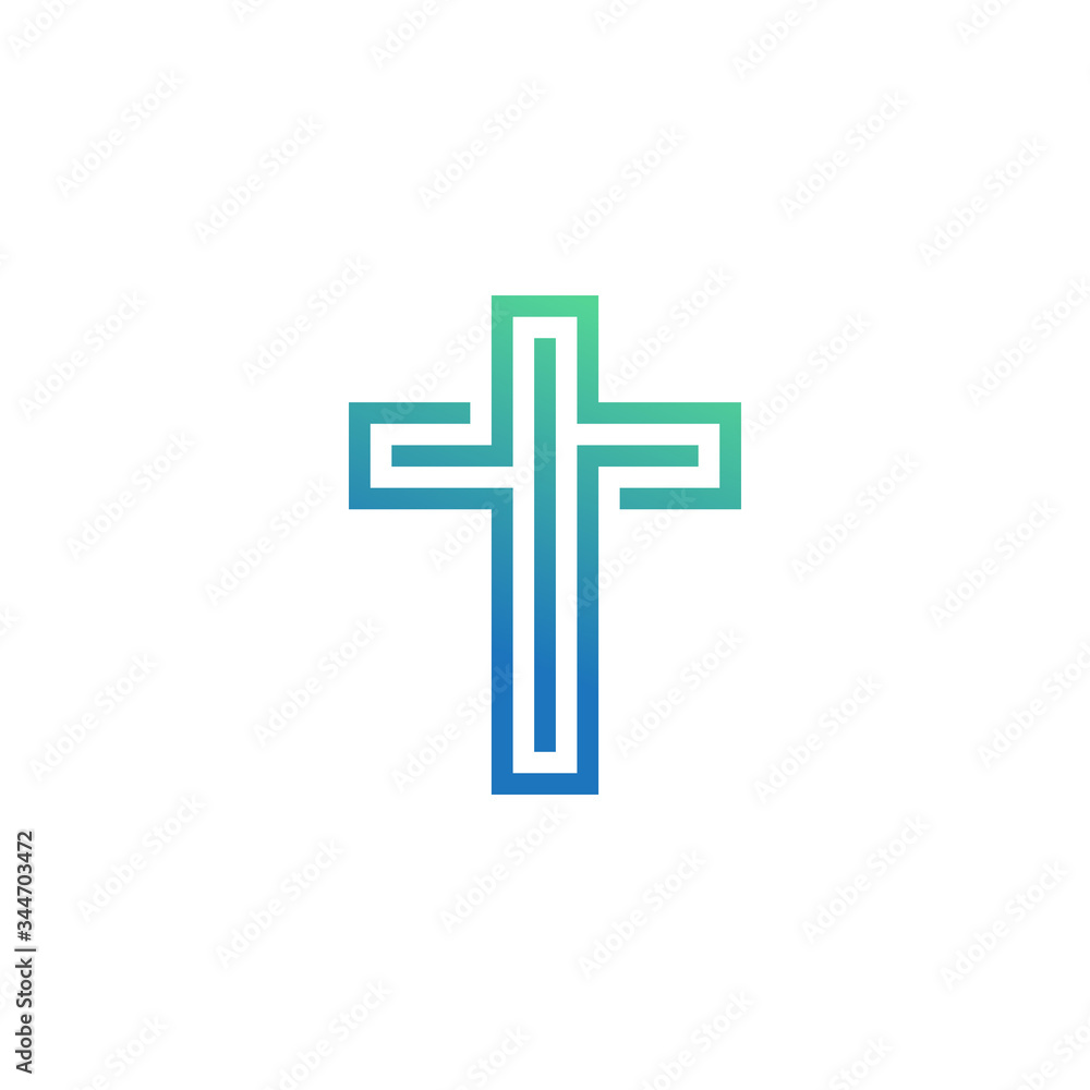 Obraz premium Modern minimalist crucifix logo icon vector.