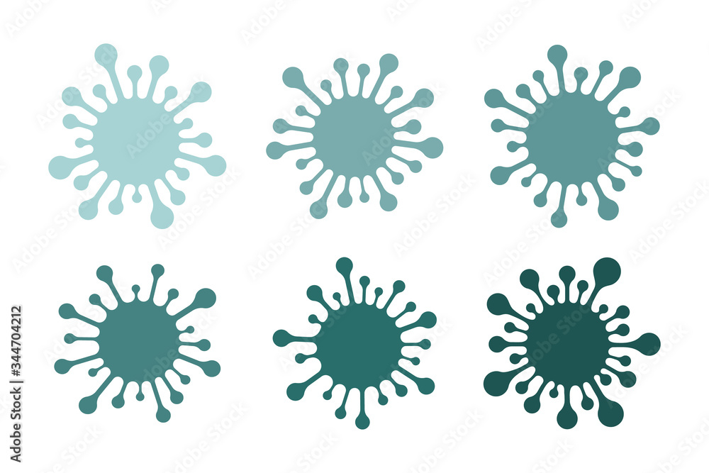 Set of six different coronavirus icons isolated on white background. Vector illustration. Set of six different coronavirus icons isolated on white background. Vector illustration.