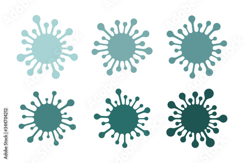Set of six different coronavirus icons isolated on white background. Vector illustration.